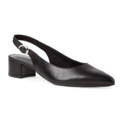 Γόβες  Γόβες Tamaris Black Leather Δερμάτινες Γόβες Slingback (29500)