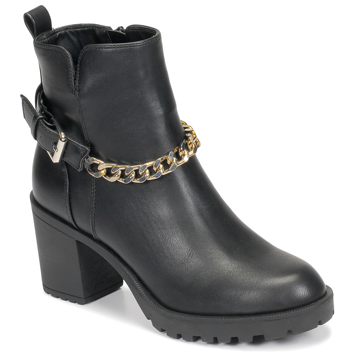 Μποτίνια-Only-BARBARA-9-PU-HEELED-CHAIN-BOOT-Συνθετικό